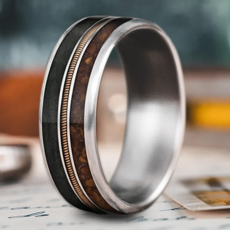 Tiered design rings-Custom Design - 3-Inlay Metal Center Ring NRjsEeMpFsIAYNCfm3IQCXVJ