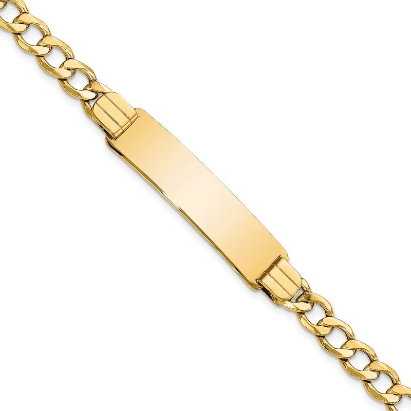 Pinch clasp bangles-Curata 10.44mm 10k Yellow Gold Engravable Semi solid Curb Link ID Bracelet