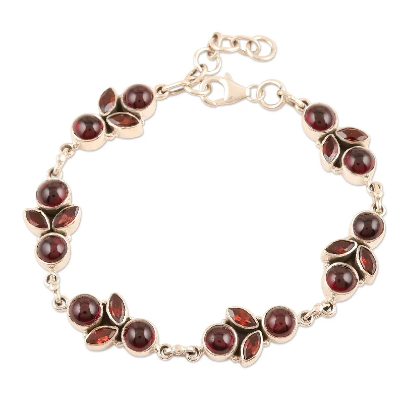 Old lock bangles-NOVICA Cherries in the Snow, Natural garnet link bracelet