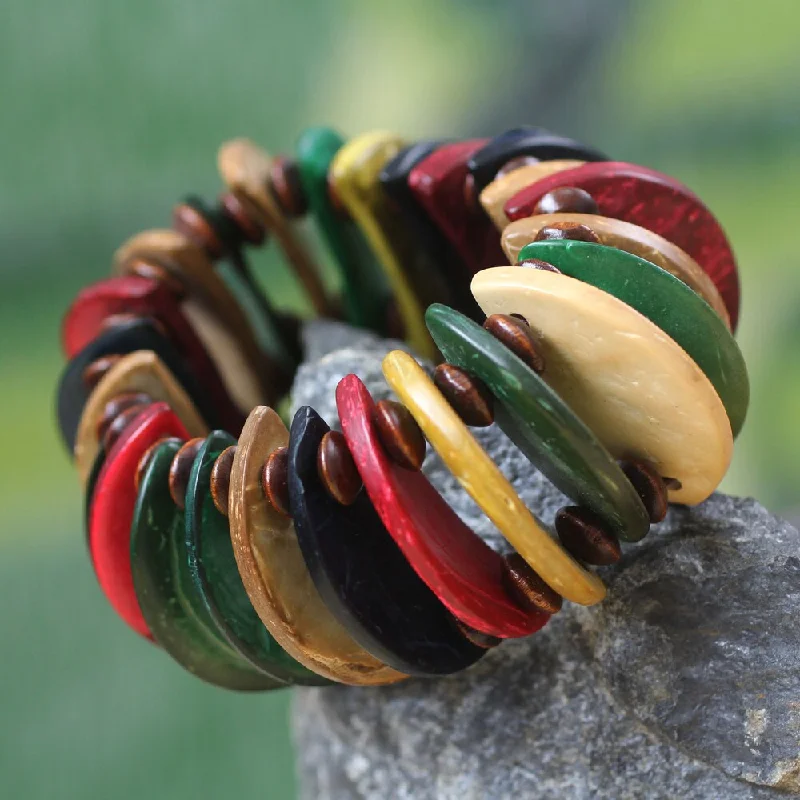 Vivid druzy bangles-Handmade Coconut Shell Sese Wood 'Naa Awula' Bracelet (Ghana)