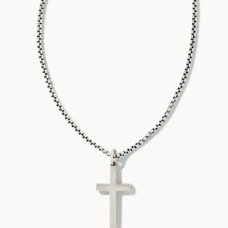 Cosmic star necklaces-Scott Bros. Cross Necklace In Oxidized Sterling Silver