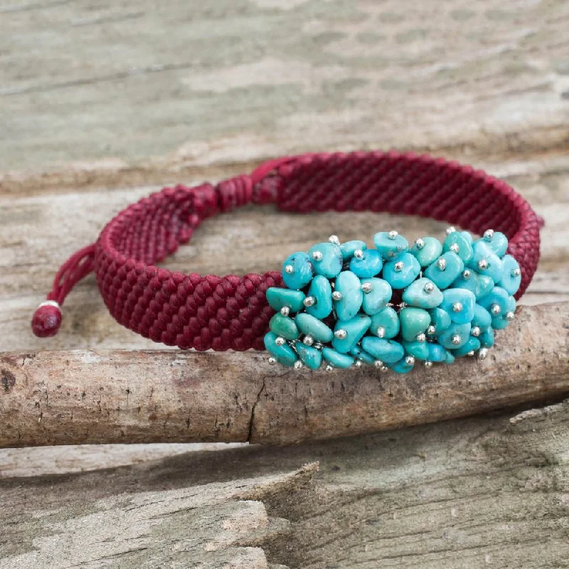 Oak grain bangles-Handmade Sterling Silver 'Cranberry Chic' Reconstituted Turquoise Bracelet (Thailand)