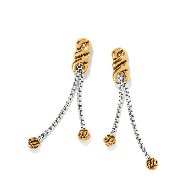 Surf motif earrings-Brighton | Interlok Two Tone Twist Double Chain Post Drop Earrings