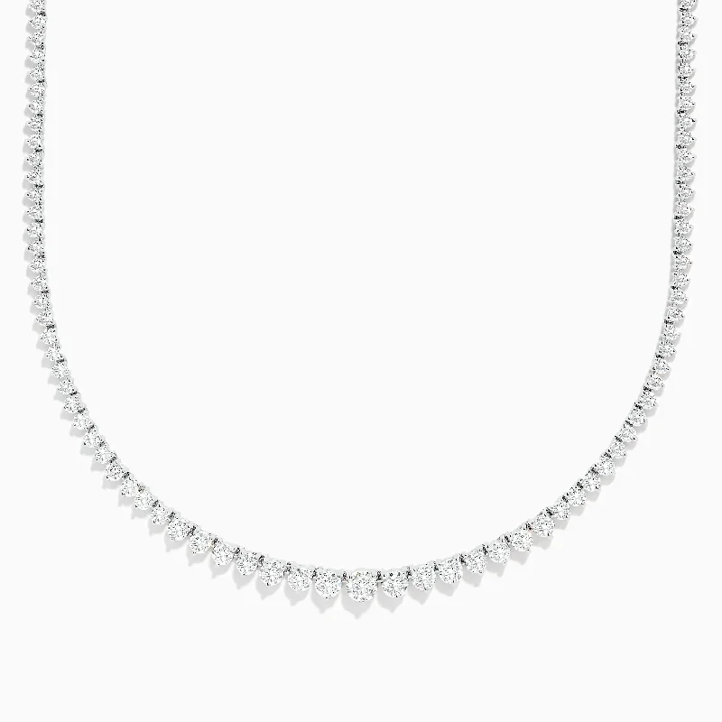 Loop knot necklaces-14K White Gold Diamond Tennis Necklace 9.66 TCW