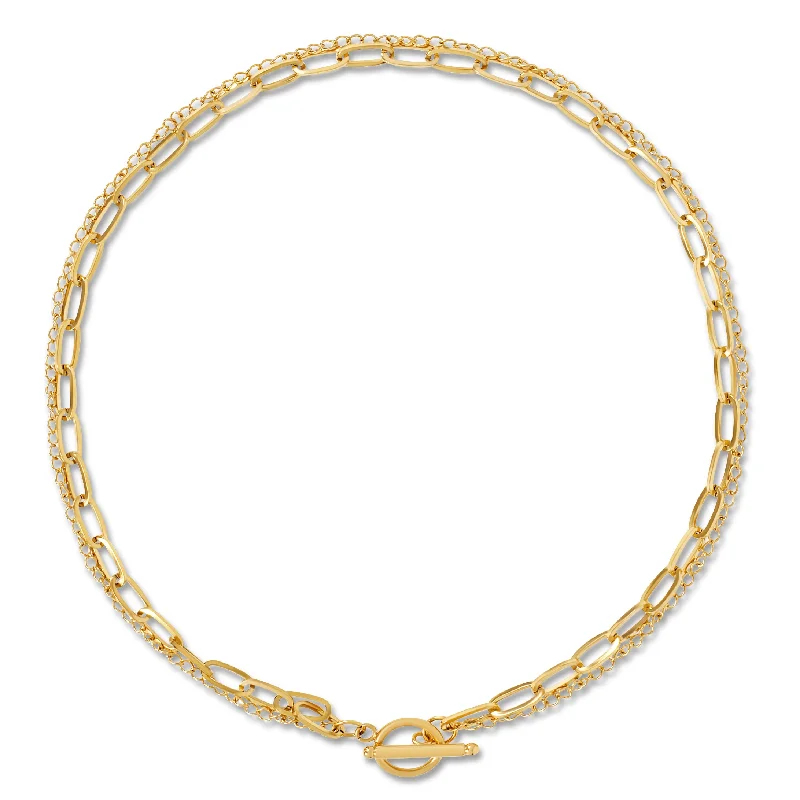 Floating gem necklaces-Arden Double Chain Toggle Necklace