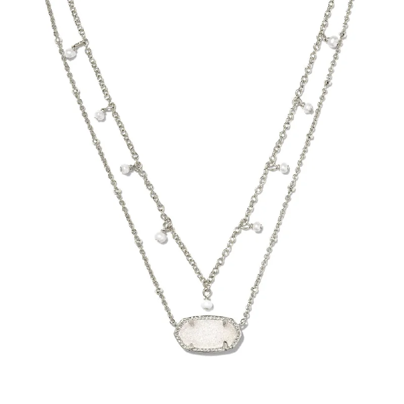 Aged silver necklaces-Kendra Scott Elisa Pearl Multi Strand Necklace - Silver Iridescent Drusy