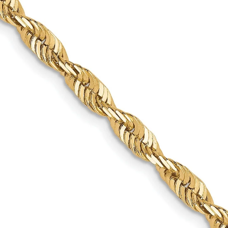 Thick cuff bangles-Curata 10k Yellow Gold Solid Polished Lobster Claw Closure Valu plus 3.0mm Sparkle Cut Lightweight Chain Bracelet