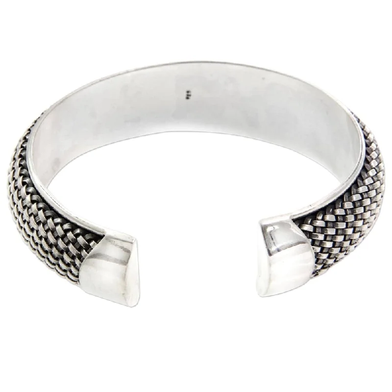 Multi-chain bangles-Handmade Sterling Silver Woven Paths Bracelet (Indonesia)