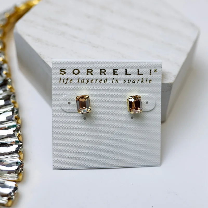 Oval dangle earrings-Sorrelli | Mini Emerald Cut Stud Earrings in Raw Sugar