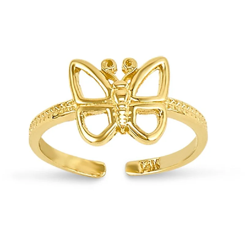 Dual-metal engagement rings-14 KARAT YELLOW GOLD BUTTERFLY TOE RING