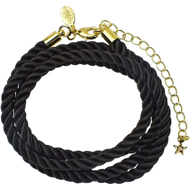 Bead weave necklaces-Twisted Sister 30" Cord Necklace (Goldtone/Black)