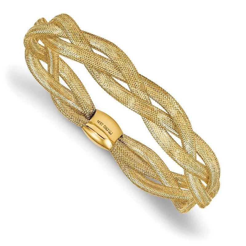 Subtle accent bangles-Curata 10mm 14k Yellow Gold Flexible Gold Fancy Stretch Cuff Stackable Bangle Bracelet