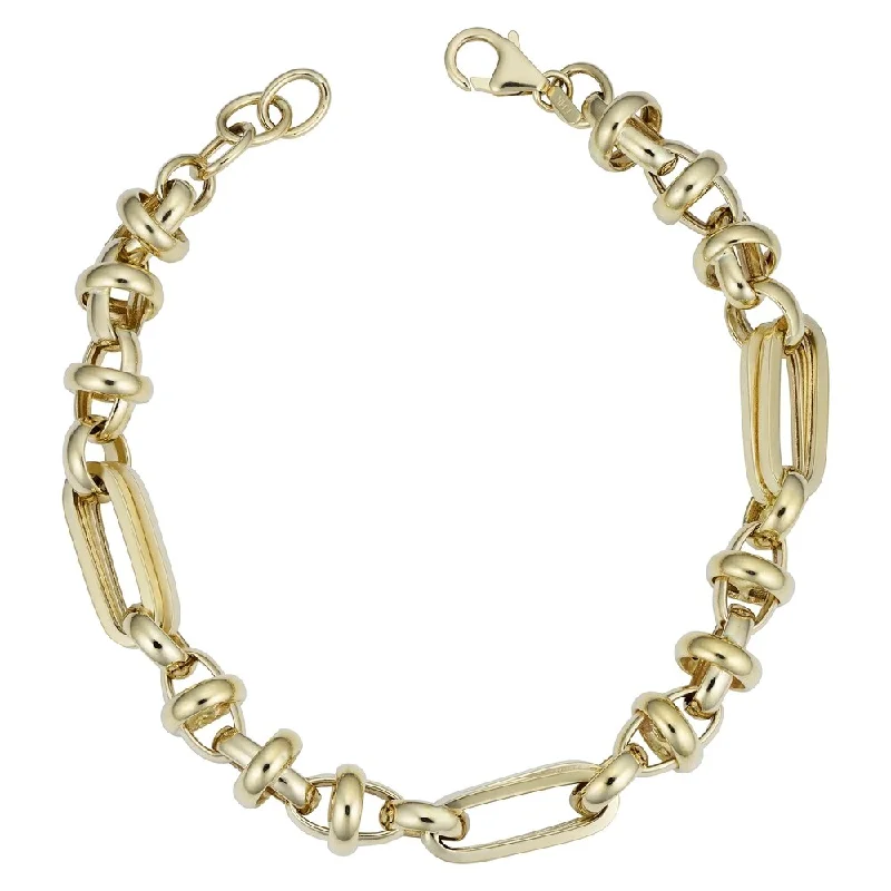 Bead trim bangles-Fremada Men's 14k Yellow Gold Semi Solid Link Bracelet (8 millimeters, 8.5 inches)