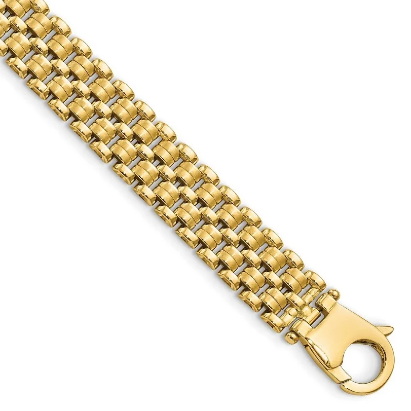 Multi-chain bangles-Curata 14k Gold Brushed and Polished Basket Weave Pattern Bracelet 7.5 Inch