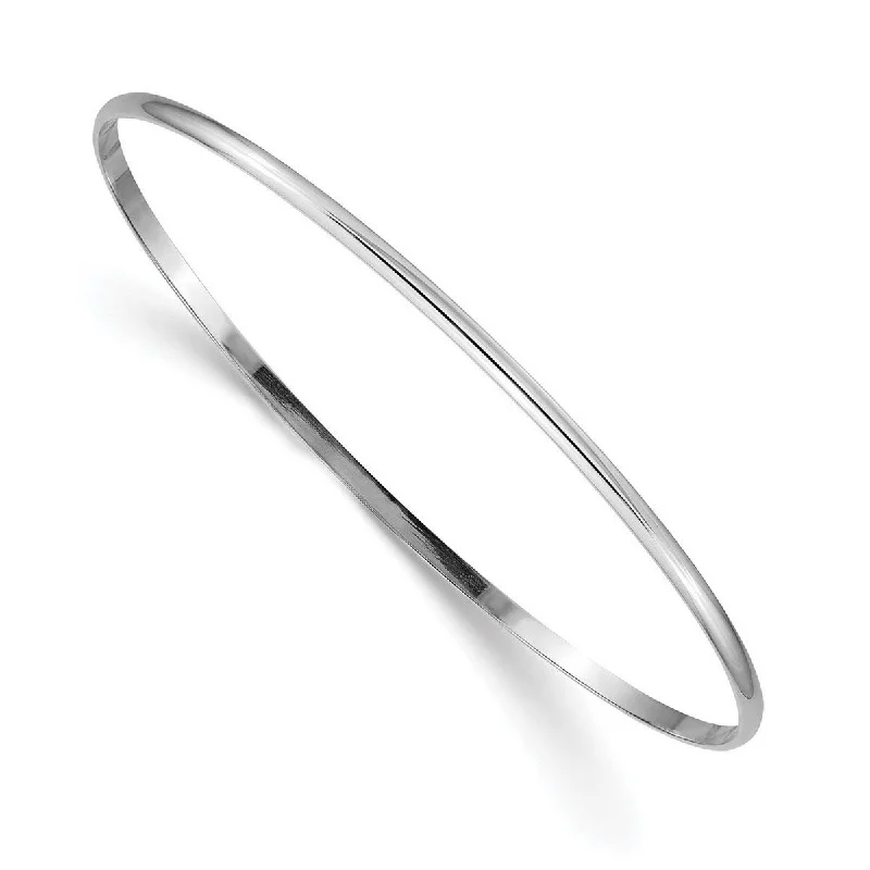 Clear diamond bangles-Curata 14k White Gold 2mm Solid Half Round Slip On Stackable Bangle Bracelet