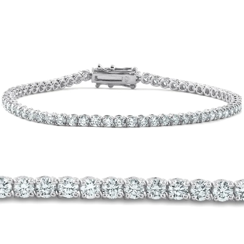 Topaz stone bangles-4 Carat TW Round Cut Diamond Tennis Bracelet White Gold Lab Grown