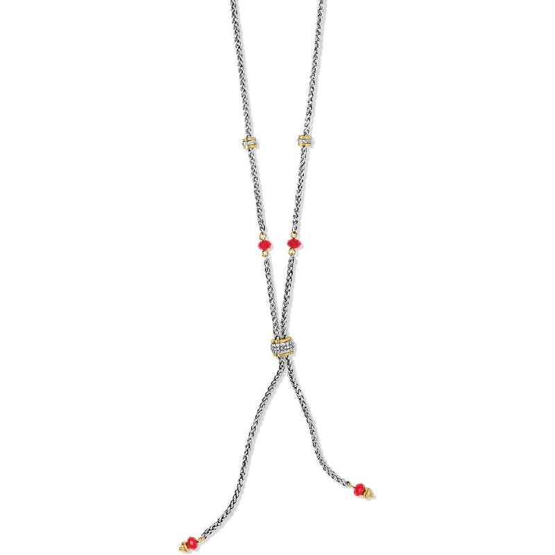 Raised disc necklaces-Brighton Meridian Two Tone Petite Y Necklace