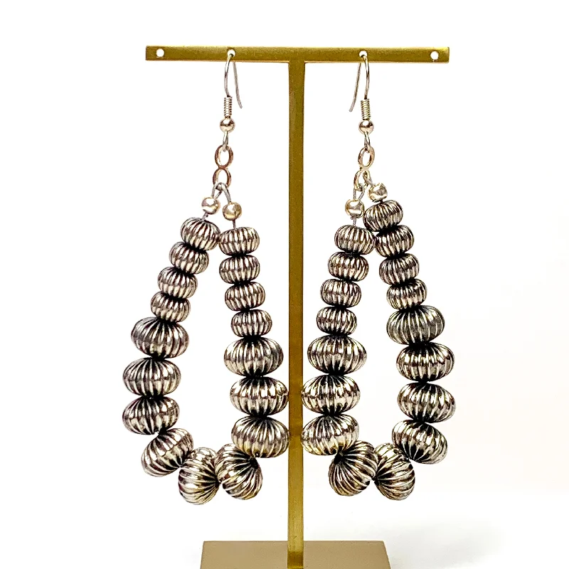 Lustrous gold earrings-Party Till Sunday Silver Tone Beaded Teardrop Earrings