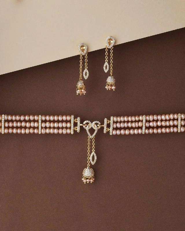 Playful bead necklaces-Beautiful Pearl Necklace Set