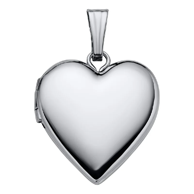 Sapphire gem necklaces-Sterling Silver Heart Plain Locket Necklace 18"