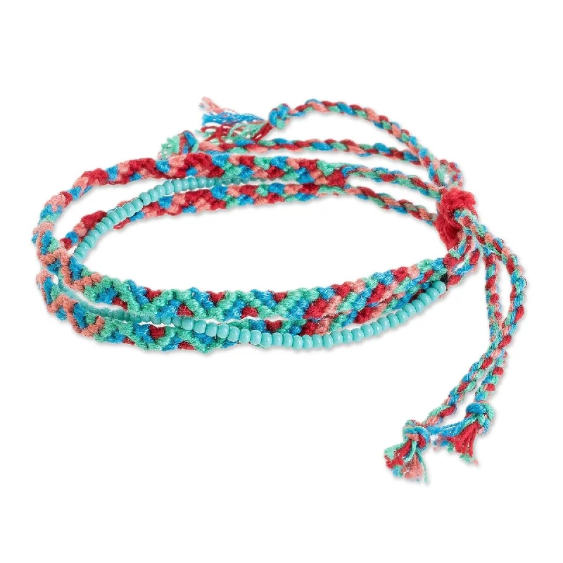 Surf theme bangles-NOVICA Colorful Fiesta, Glass beaded macrame strand bracelet