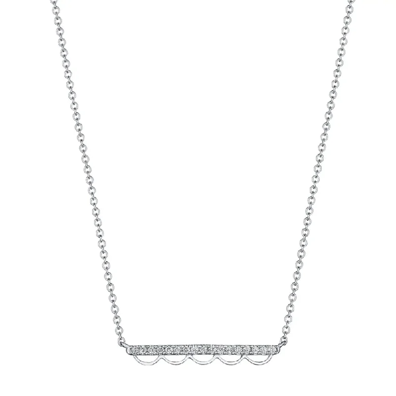 Raw braid necklaces-Tacori 14k Open Crescent Diamond Bar Necklace