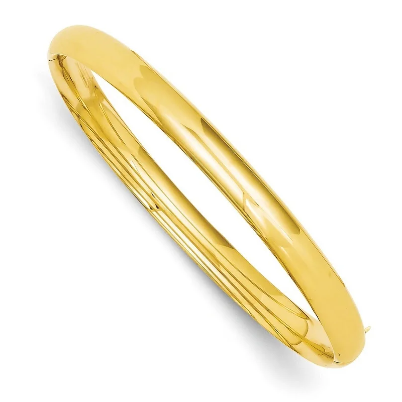 Vibrant enamel bangles-Curata 14k Yellow Gold 6mm Oversize High Polished Hinged Bangle Bracelet