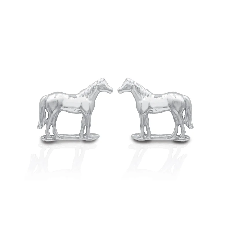 Oak wood earrings-Kelly Herd Halter Horse Earrings-Sterling Silver