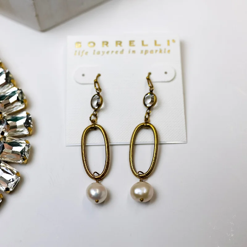 Fiber tassel earrings-Sorrelli | Melody Dangle Earrings in Bright Gold Tone and Modern Pearl