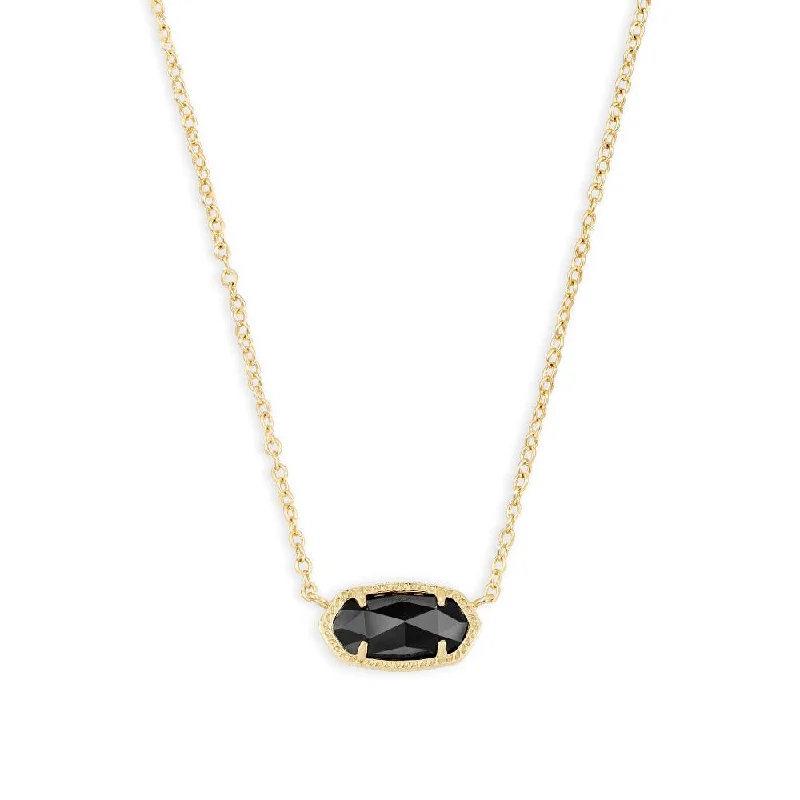 Victorian style necklaces-Kendra Scott Elisa Gold Pendant Necklace in Black Opaque Glass