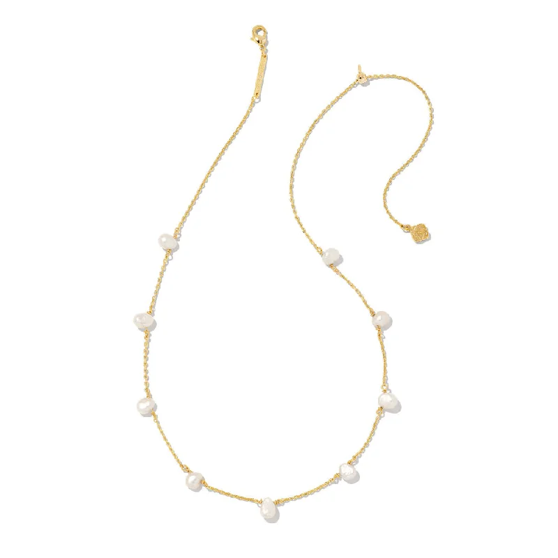 Turquoise healing necklaces-Kendra Scott Leighton Pearl Gold Strand Necklace