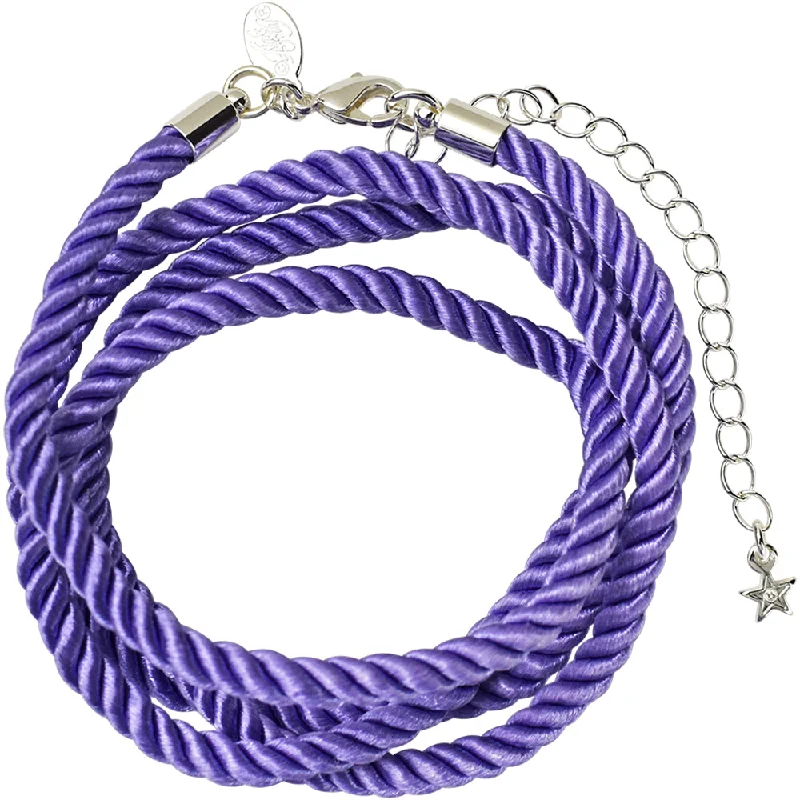 Fine yarn necklaces-Twisted Sister 30" Cord Necklace (Sterling Silvertone/Lavender)