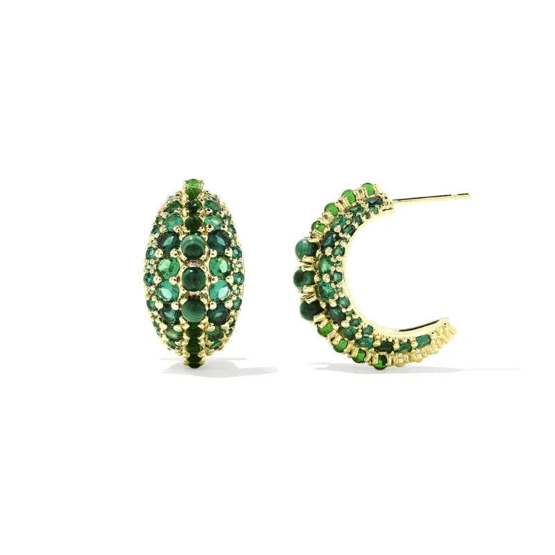 Simple cross earrings-Kendra Scott | Krista Gold Hoop Earrings in Green Mix