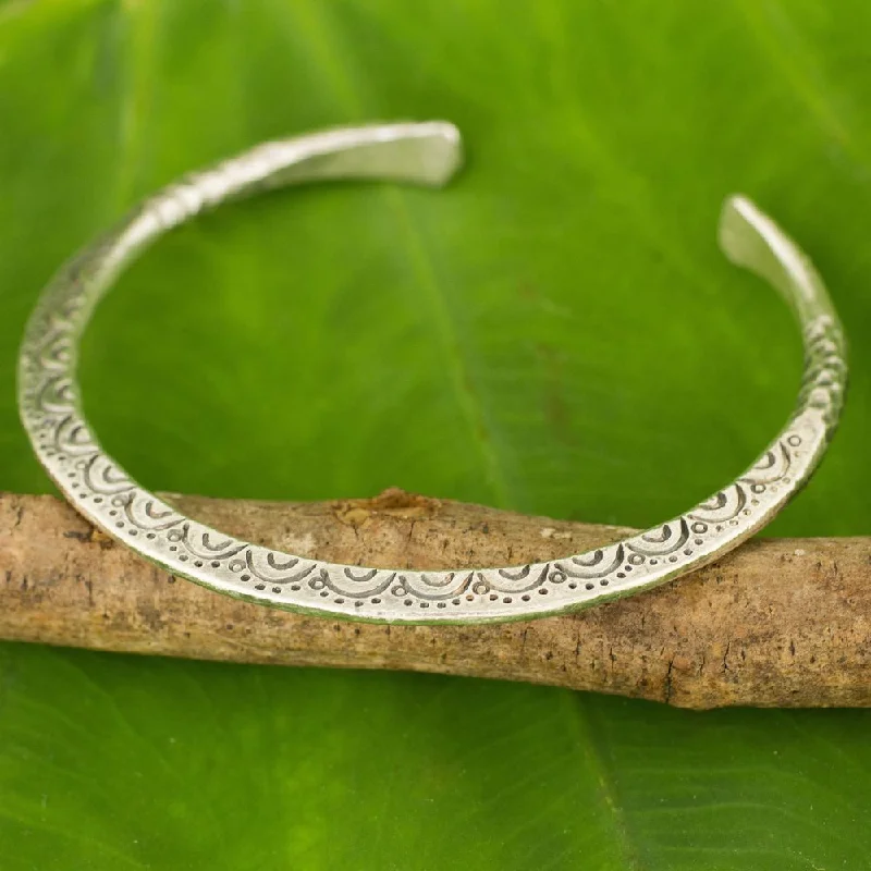 Swirl shape bangles-Handmade Silver 'Karen Lace' Bracelet (Thailand)