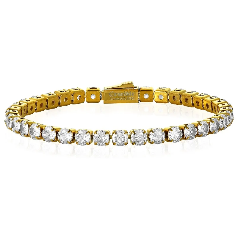 Tiny star bangles-Crucible Men's Cubic Zirconia Stone Steel Tennis Bracelet (5mm)