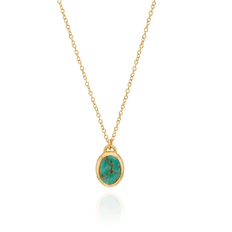 Curved pendant necklaces-Anna Beck Medium Turquoise Oval Pendant Necklace