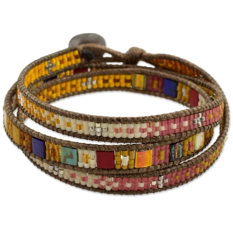 Wide chain bangles-NOVICA Handmade Beaded 'Colorful Dance' Bracelet (Guatemala) - 7'6" x 9'6"