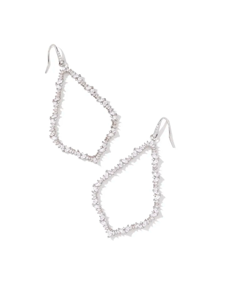 Stellar glow earrings-Kendra Scott | Sophee Silver Crystal Open Frame Earrings in White Crystal