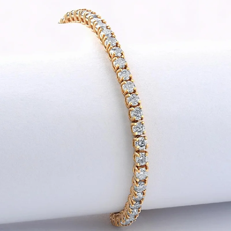 Bold gem bangles-5 Carat TW Round Cut Lab Grown Diamond Tennis Bracelet Yellow Gold Lab Grown