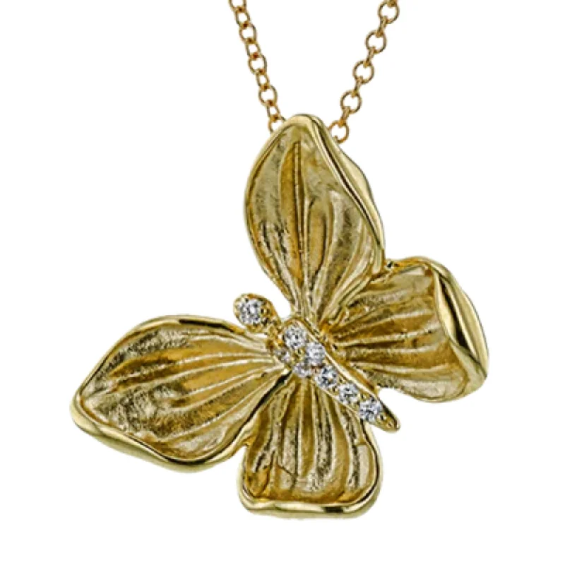 Haze glass necklaces-Simon G. 18k Monarch Butterfly Pendant Necklace with Diamonds