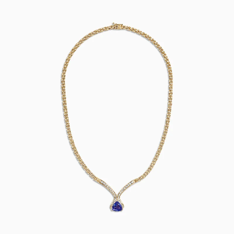 Burnished bronze necklaces-Nahla Siri 14K Yellow Gold Tanzanite and Diamond Necklace, 3.66 TCW