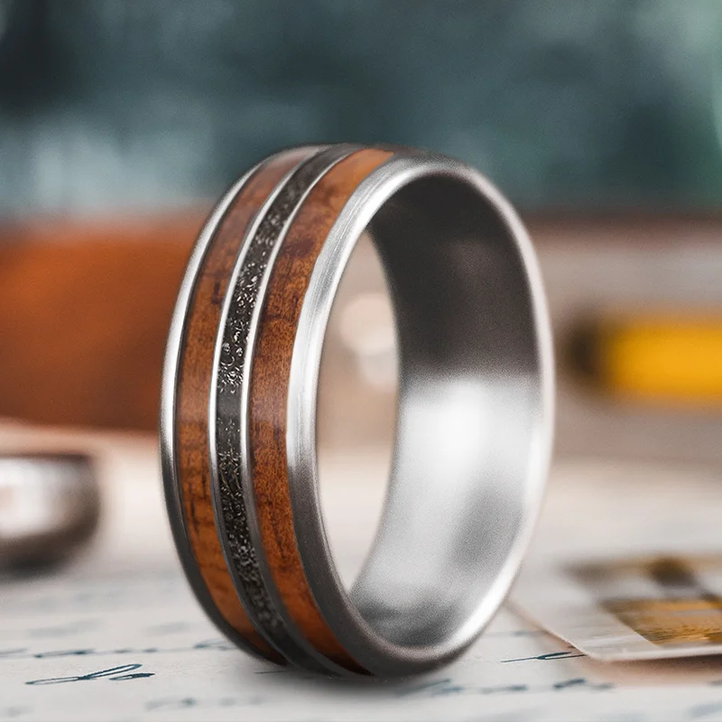 Silk cord rings-Custom Design - 3-Inlay Narrow Center Ring 38QVebFCDuAsf0Ejl71dAkCu