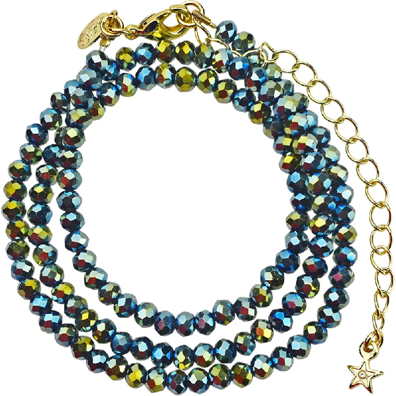 Petal design necklaces-Shimmer Bead 18" Necklace (Goldtone/Green Iris)