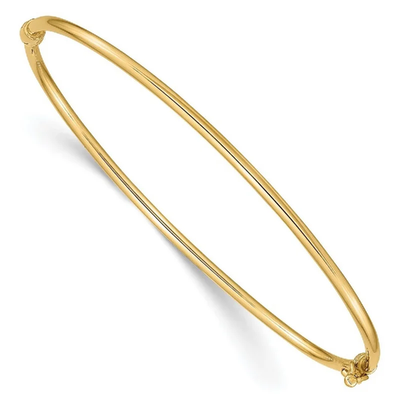 Subtle accent bangles-Curata 14k Yellow Gold Polished Hollow tube Safety clasp No safety bar Hinged Bangle Bracelet