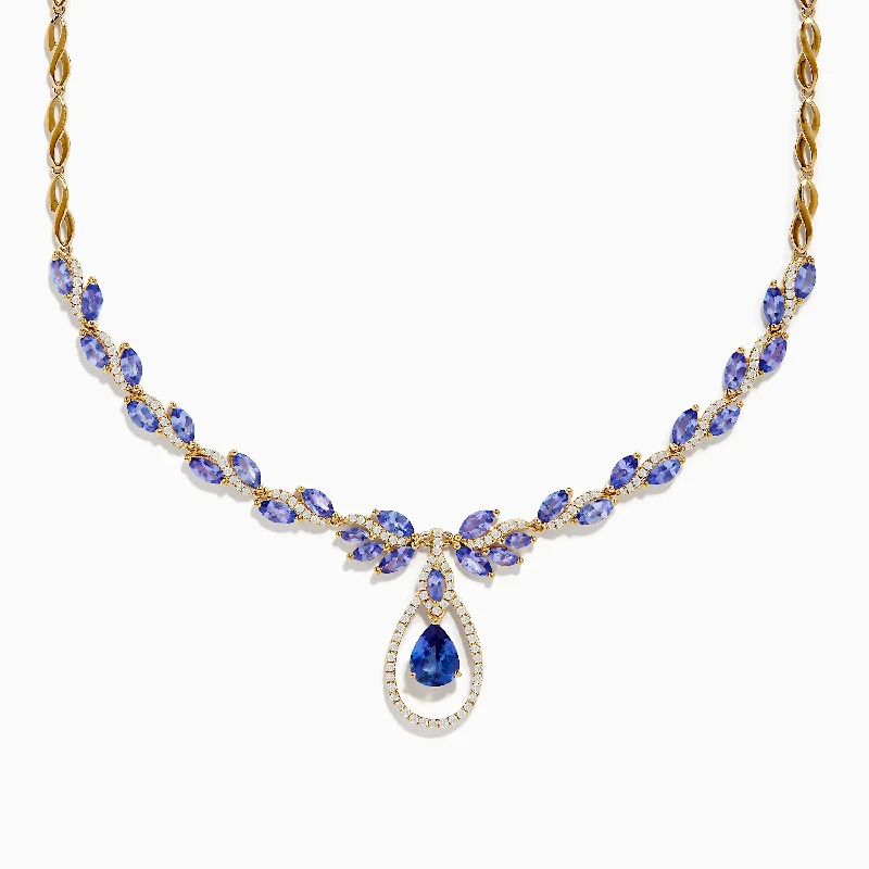 Bright druzy necklaces-Nahla Siri 14K Yellow Gold Tanzanite and Diamond Necklace