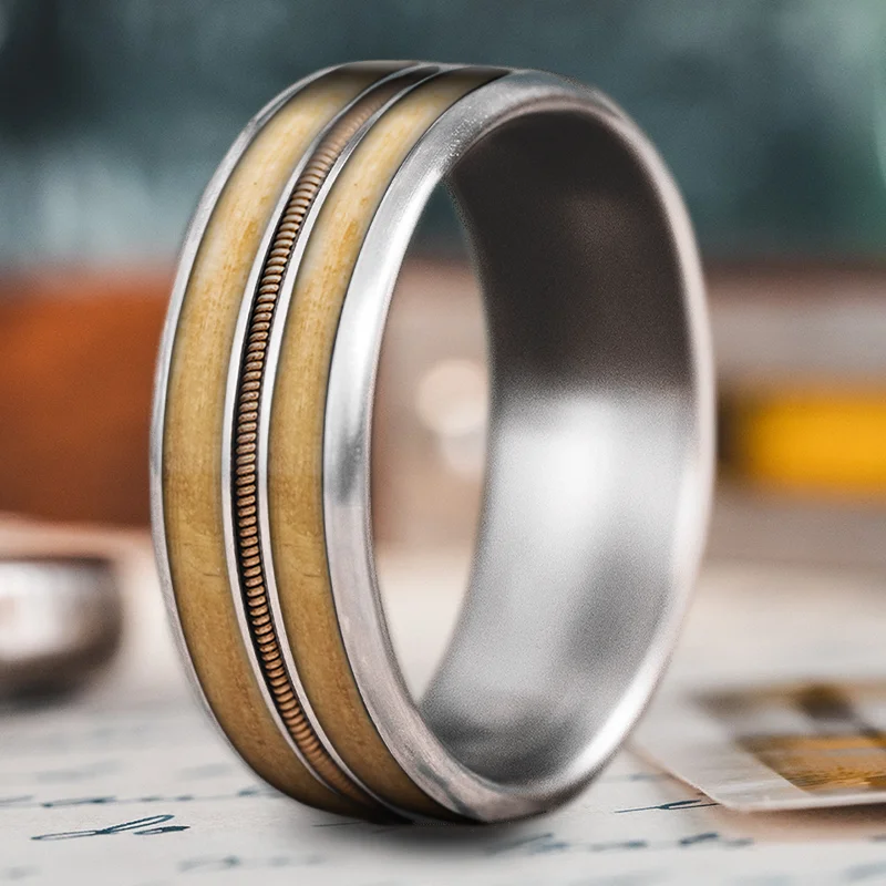 Wide cocktail rings-Custom Design - 3-Inlay Metal Center Ring ENFKpBtI9keQQxuNGFlyn71a