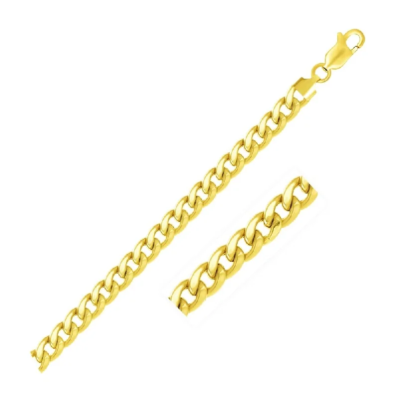 Shiny word bangles-6.7mm 14k Yellow Gold Light Miami Cuban Bracelet