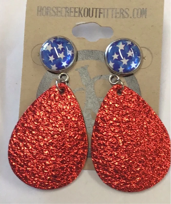 Small dot earrings-Patriotic Earrings