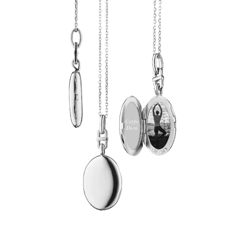 Onyx stone necklaces-Slim Oval "Eve" Locket Necklace