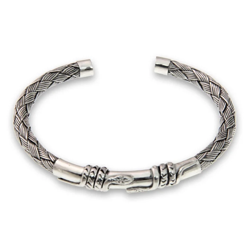 Thai tile bangles-Sterling Silver 'Balinese Serpents' Bracelet (Indonesia)